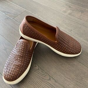 Massimo Dutti Brown braided leather slip on sneaker